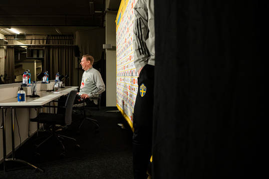 Assisted head coach Peter Wettergren of Sweden attends a