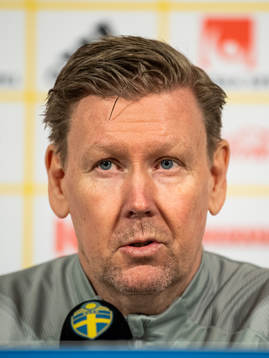 Assisted head coach Peter Wettergren of Sweden attends a