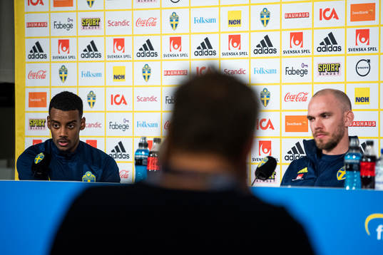 Alexander Isak and Marcus Danielson of Sweden