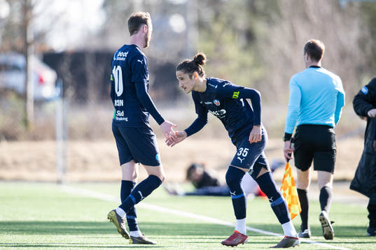 Helsingborgs Ervin Gigović och Rasmus Jönsson