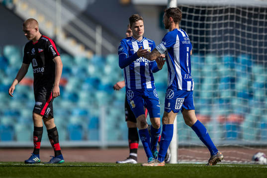 IFK Göteborgs Gustaf Norlin och Marcus Berg jublar