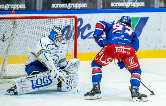 Leksands målvakt Kasimir Kaskisuo och Oskarshamns Cameron