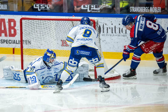 Leksands målvakt Kasimir Kaskisuo och Patrik Zackrisson
