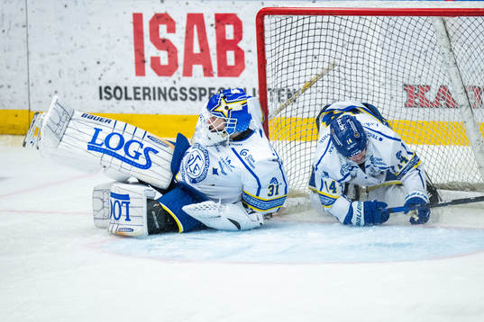 Leksands målvakt Kasimir Kaskisuo och Oskar Lang