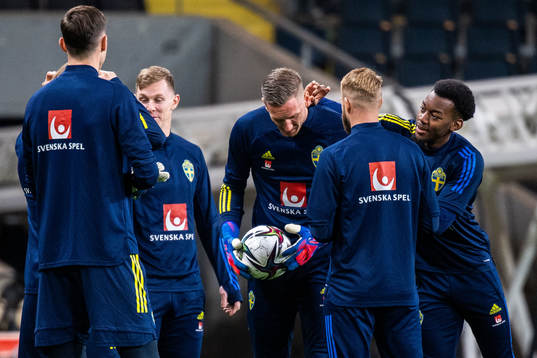Goalkeeper Robin Olsen and Anthony Elanga