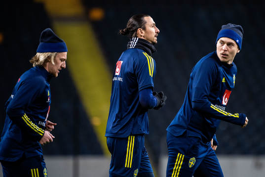 Emil Forsberg, Zlatan Ibrahimovic and Victor Nilsson