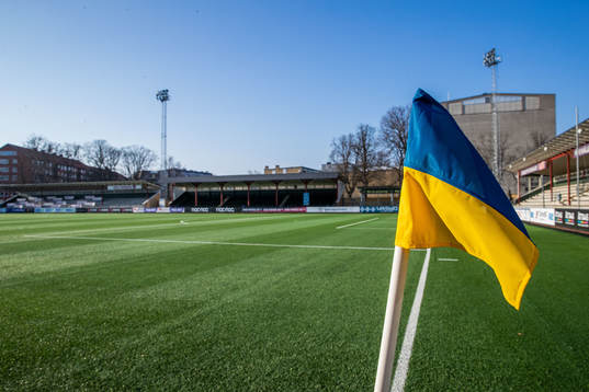 Gul och blå hörnflagga
