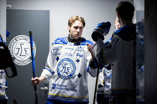 Leksands August Berg innan åttondelsfinal två i SHL