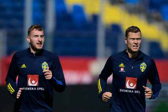 Dejan Kulusevski and Viktor Claesson of the Swedish