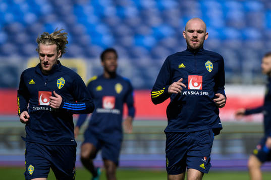 Emil Forsberg and Marcus Danielson of the Swedish national