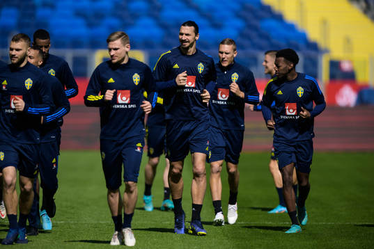 Zlatan Ibrahimovic and Anthony Elanga of the Swedish