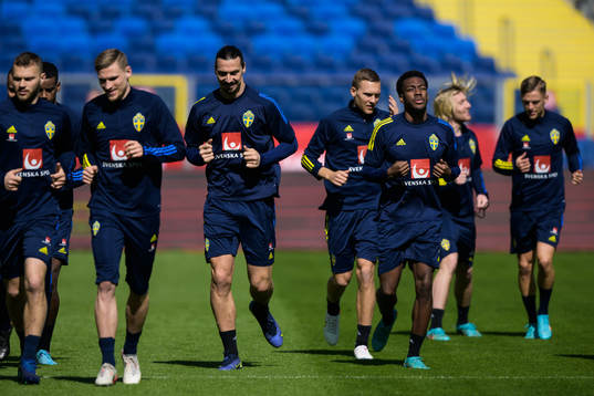 Zlatan Ibrahimovic and Anthony Elanga of the Swedish