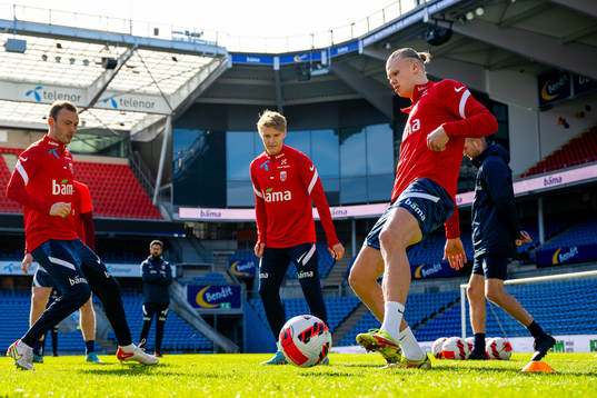 Fredrik Aursnes, Martin Ødegaard and Erling Braut Haaland