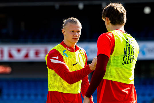 Erling Braut Haaland and Sander Berge of the Norwegian