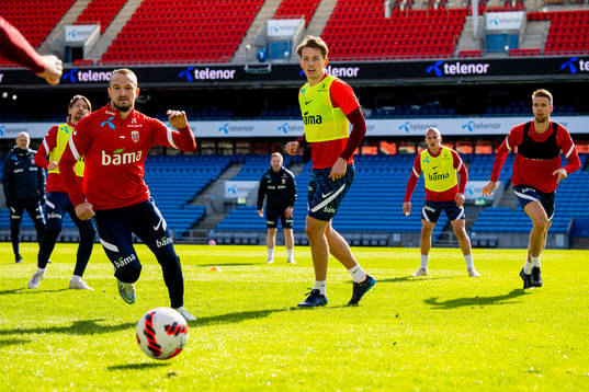 Veton Berisha, Sander Berge and players of the Norwegian