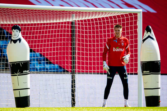 Goalkeeper Jacob Karlstrøm of the Norwegian national