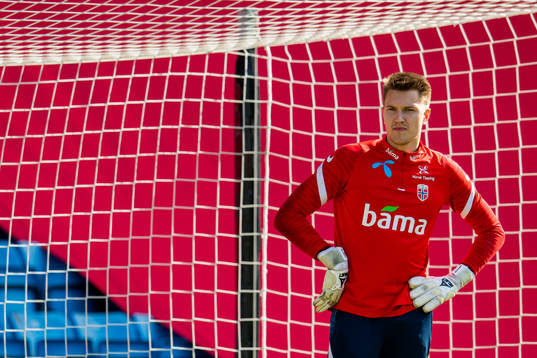 Goalkeeper Jacob Karlstrøm of the Norwegian national
