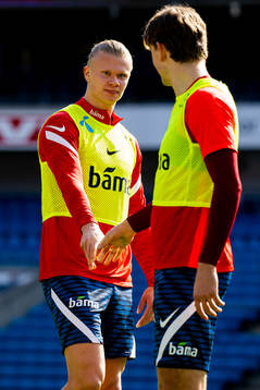 Erling Braut Haaland and Sander Berge of the Norwegian