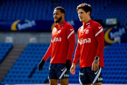 Joshua King and Mathias Normann of the Norwegian national