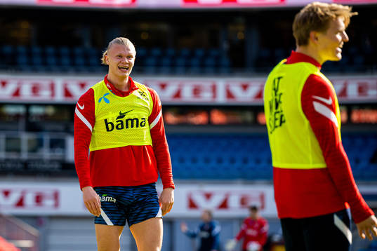 Erling Braut Haaland and Martin Ødegaard of the Norwegian