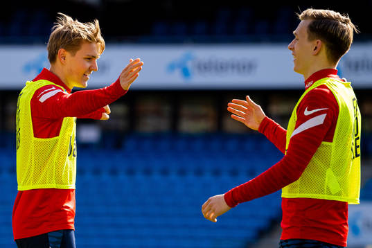 Martin Ødegaard and Marcus Holmgren Pedersen of the