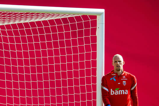 Goalkeeper André Hansen of the Norwegian national football