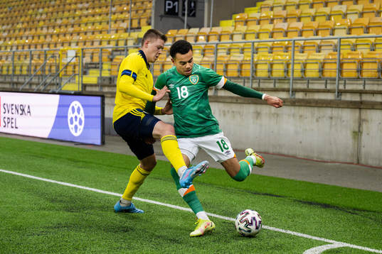Emil Holm of Sweden and Tyreik Wright of Ireland