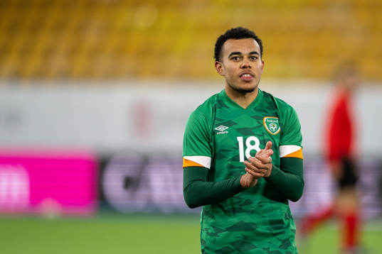 Tyreik Wright of Ireland celebrates