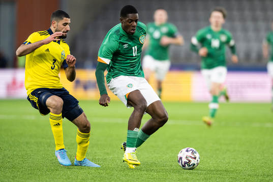 Aiham Ousou of Sweden and Ademipon Odubeko of Ireland