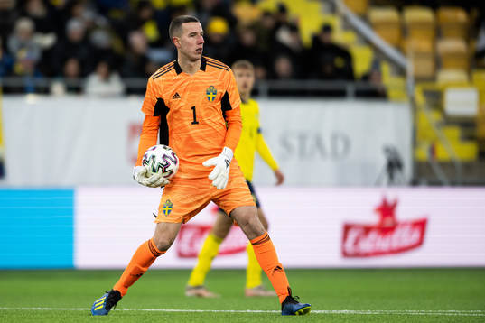 Goalkeeper Samuel Brolin of Sweden