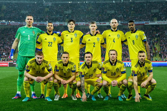 The starting eleven with goalkeeper Robin Olsen, Robin