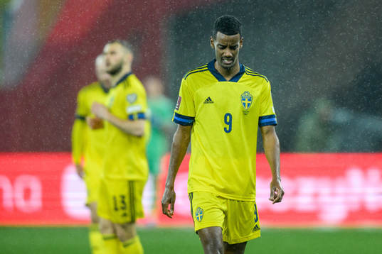 Alexander Isak of Sweden looks dejected