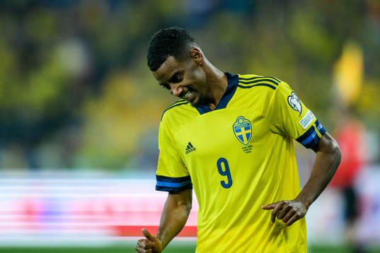 Alexander Isak of Sweden looks dejected