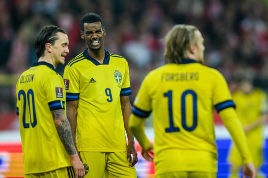 Kristoffer Olsson, Alexander Isak and Emil Forsberg of