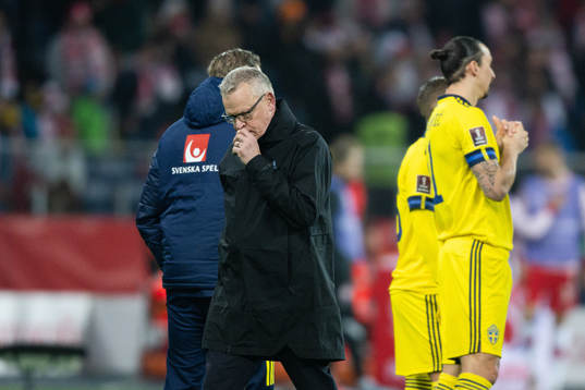 Head coach Janne Andersson and Zlatan Ibrahimovic  of Sweden