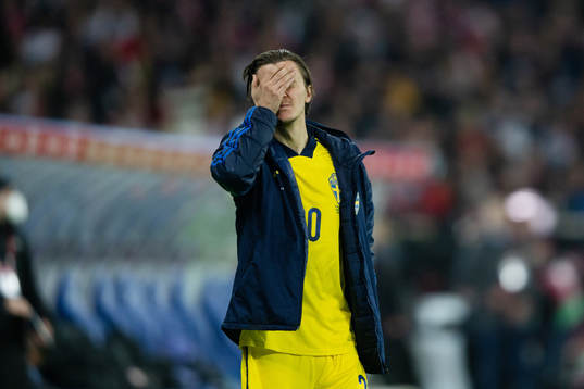 Kristoffer Olsson of Sweden looks dejected