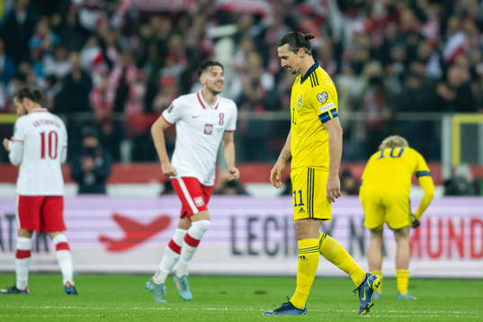 Zlatan Ibrahimovic of Sweden looks dejected
