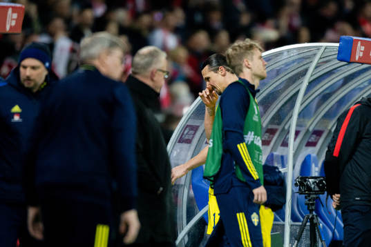 Zlatan Ibrahimovic of Sweden looks dejected