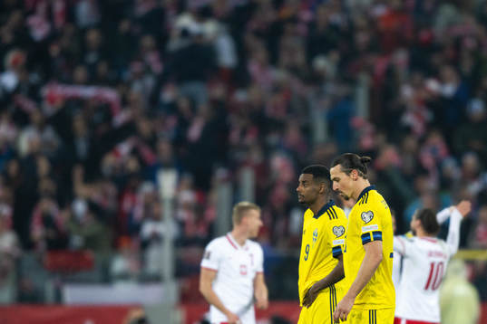 Alexander Isak and Zlatan Ibrahimovic  of Sweden look