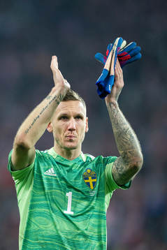 Goalkeeper Robin Olsen of Sweden looks dejected