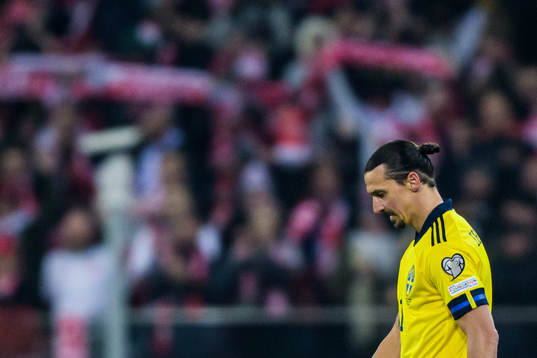 Zlatan Ibrahimovic of Sweden looks dejected