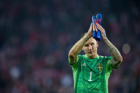 Goalkeeper Robin Olsen of Sweden looks dejected