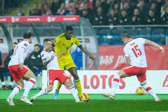 Jacek Goralski and Kamil Glik of Poland against Alexander