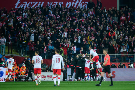 Piotr Zielinski of Poland celebrates with teammates
