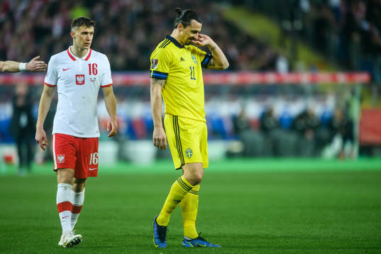 Zlatan Ibrahimovic  of Sweden looks dejected