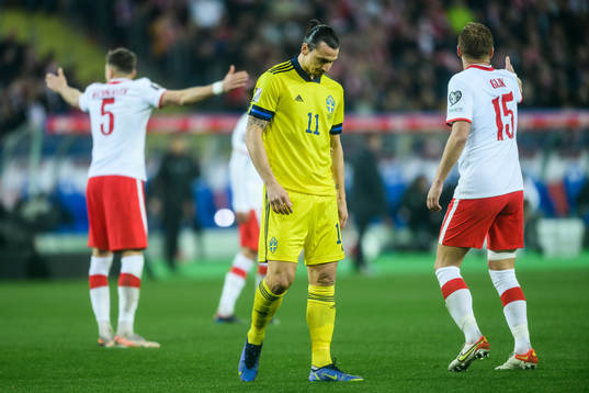 Zlatan Ibrahimovic  of Sweden looks dejected