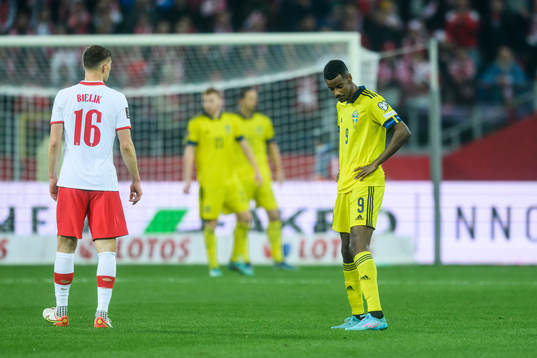 Alexander Isak of Sweden looks dejected