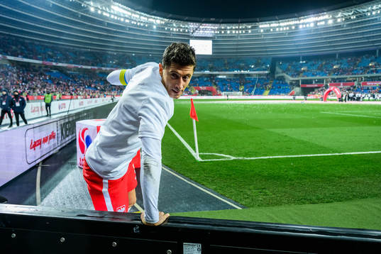 Robert Lewandowski of Poland celebrates