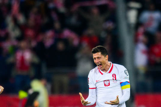 Robert Lewandowski of Poland celebrates