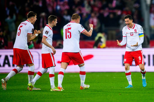 Robert Lewandowski of Poland celebrates